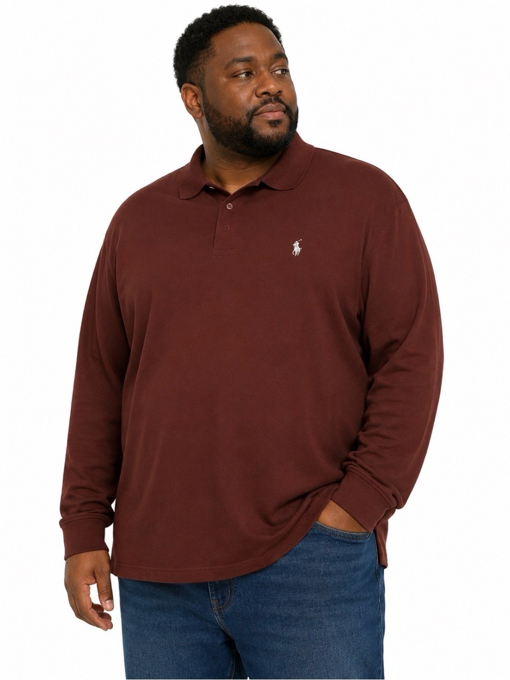 Polo Ralph Lauren Men’s Long Sleeve Polo Shirt Preppy Maroon/Brown Size 5XL
